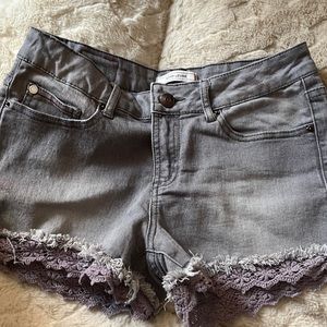 Adam Levine grey denim shorts